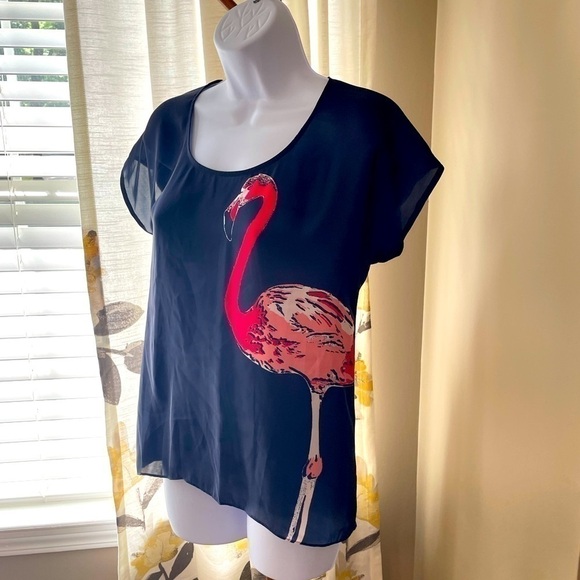 Nwt cynthia rowley navy flamingo top, size S - Picture 1 of 3